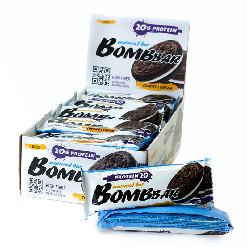 Bombbar Protein Bar 20 Bars in a Box 60g Cookies n Cream Best Price in UAE