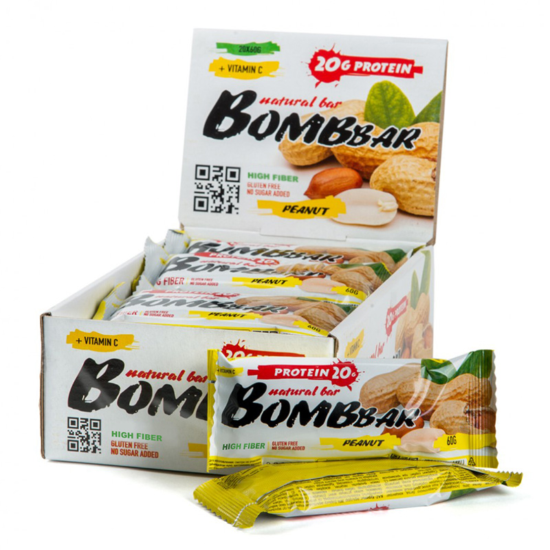 Bombbar Protein Bar 20 Bars in a Box 60g Peanut
