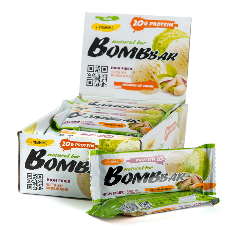 Bombbar Protein Bar 20 Bars in a Box 60g Pistachio Ice Cream