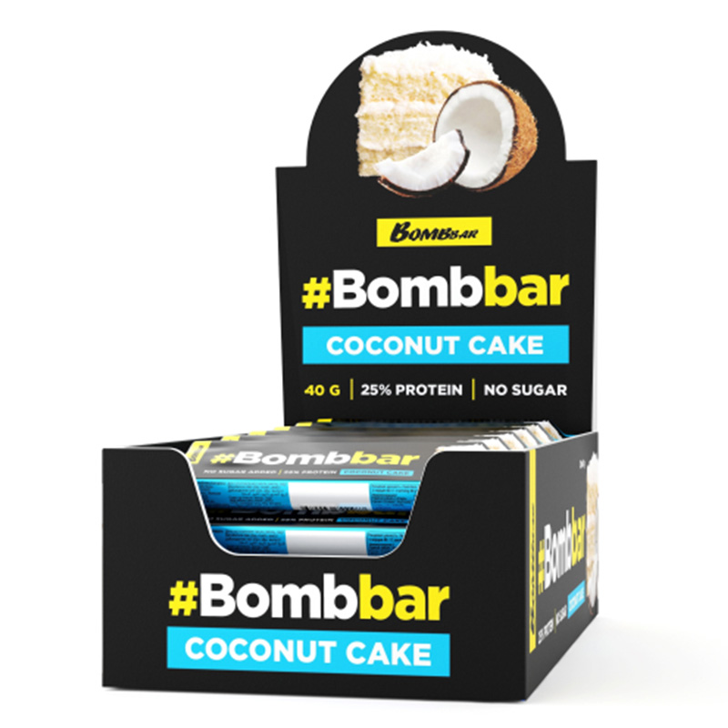 Bombbar Protein Bar in Chocolate 40 G 12 Pcs in Box - Coconut Cake Best Price in UAE