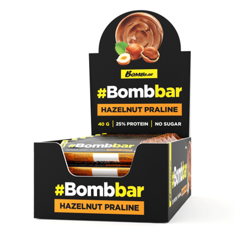 Bombbar Protein Bar in Chocolate 40 G 12 Pcs in Box - Hazelnut Praline Best Price in UAE