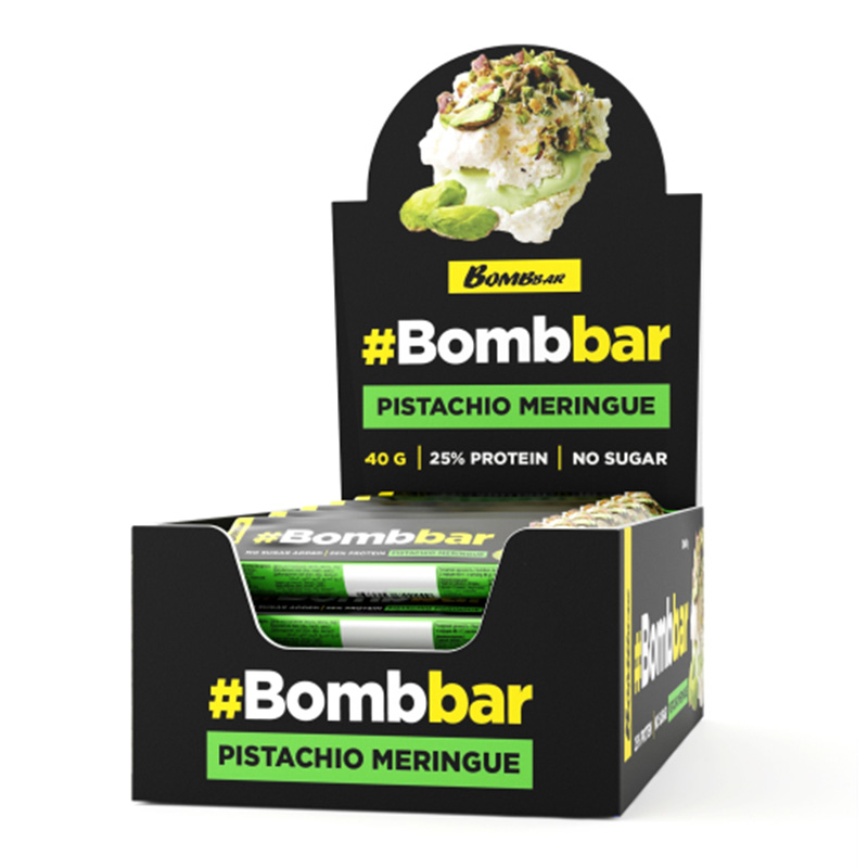 Bombbar Protein Bar in Chocolate 40 G 12 Pcs in Box - Pistachio Meringue