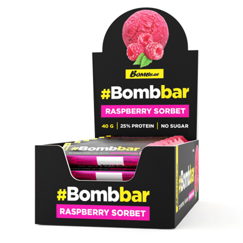 Bombbar Protein Bar in Chocolate 40 G 12 Pcs in Box - Raspberry Sorbet