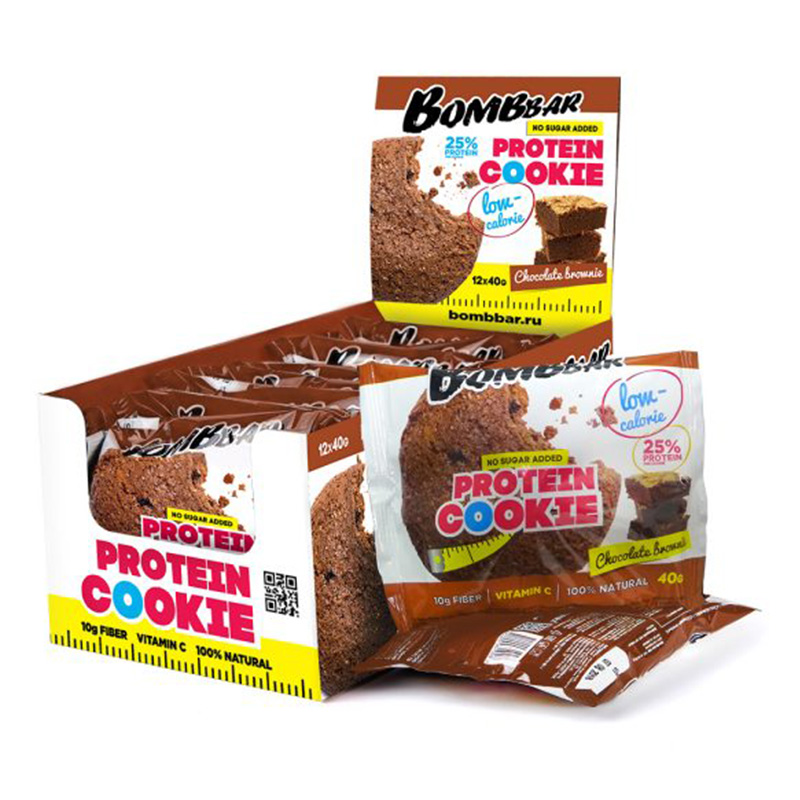 Bombbar Protein Cookies 12 in a Box 40g Chocolate Brownie Best Price in UAE