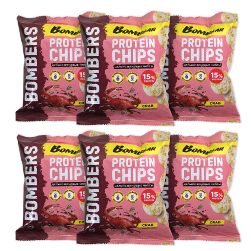 Bombbar Whole Grain Protein Chips 50 G 14 pcs in Box - Crab Best Price in Dubai