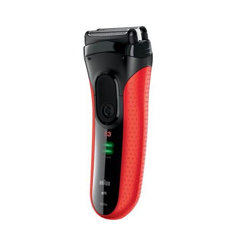 Braun Series 3 Cordless Shaver with Long Hair Trimmer Red and Black for Men