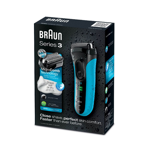 Braun Series 3 Wet and Dry Cordless Shaver with Long Hair Trimmer for Men