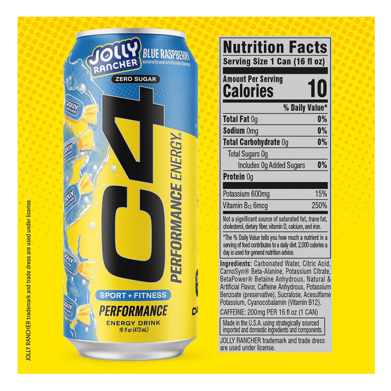 C4 Performance Energy Carbonated Drink16 oz 12 Pcs in Box - Jolly Rancher Best Price in Dubai