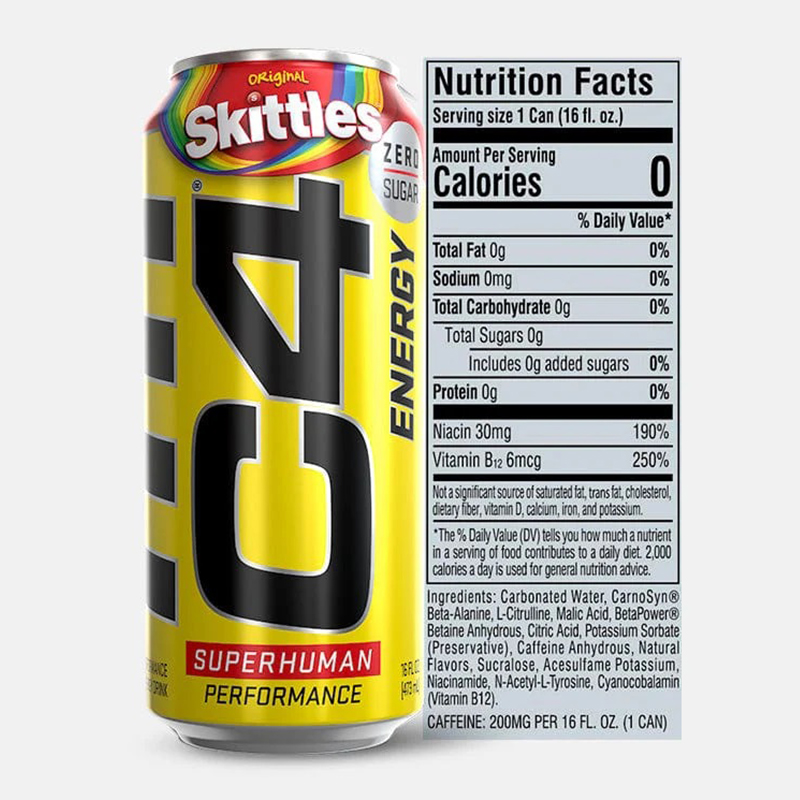 C4 Performance Energy Carbonated Drink16 oz 12 Pcs in Box - Skittles Best Price in Abu Dhabi