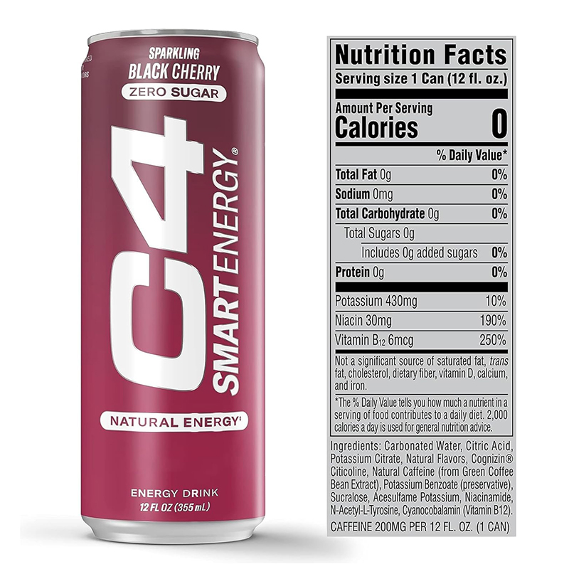 C4 Smart Energy Drink 12oz 12 Pcs in Box - Black Cherry Best Price in Dubai