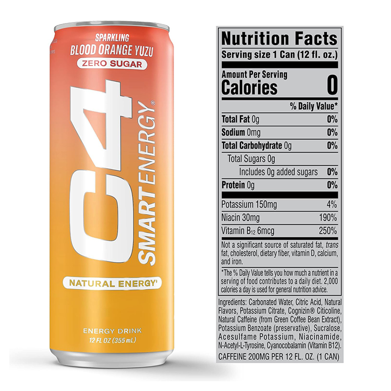 C4 Smart Energy Drink 12oz 12 Pcs in Box - Blood Orange Best Price in Dubai