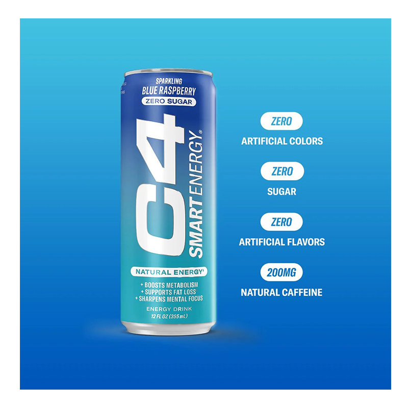 C4 Smart Energy Drink 12oz 12 Pcs in Box - Blue Raspberry Best Price in Abu Dhabi