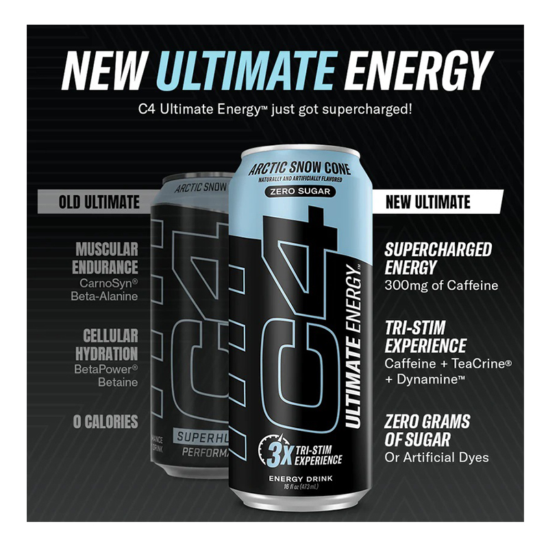 C4 Ultimate Energy Carbonated Drink 12oz 12 pcs in Box - Arctic Snow Cone Best Price in Abu Dhabi