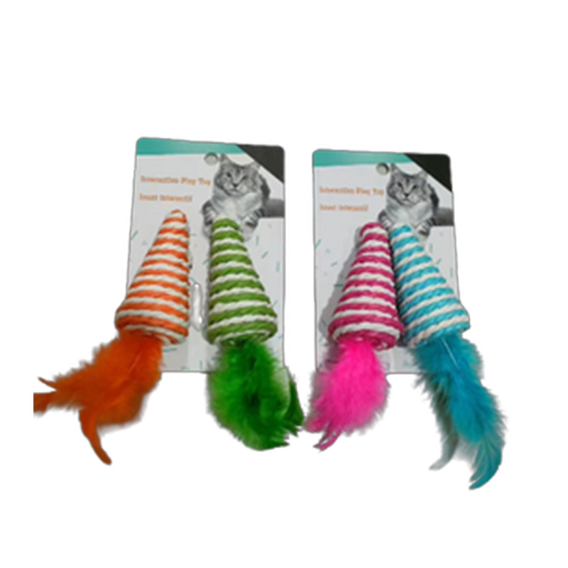 Cat Play Fishing Rod Knitted Toy - Green N Orange Best Price in UAE