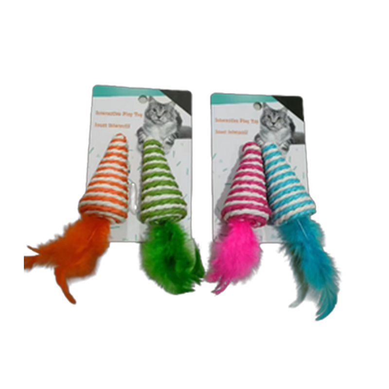 Cat Play Fishing Rod Knitted Toy - Pink N Blue Best Price in UAE