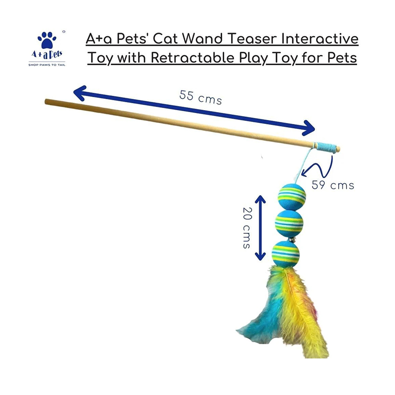 Cat Wand Teaser Interactive Toy with Retractable Ball Feather Play - Orange Best Price in Abu Dhabi