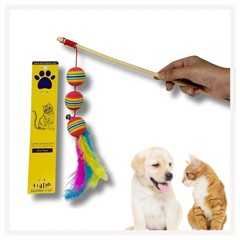 Cat Wand Teaser Interactive Toy with Retractable Ball Feather Play - Red Best Price in UAE