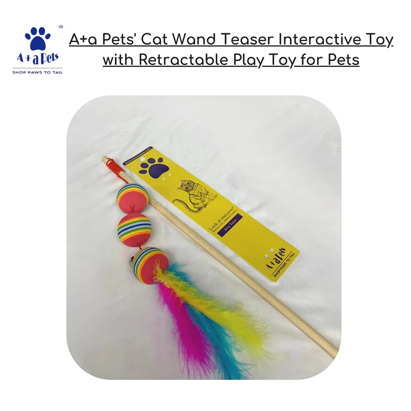 Cat Wand Teaser Interactive Toy with Retractable Ball Feather Play - Red Best Price in UAE