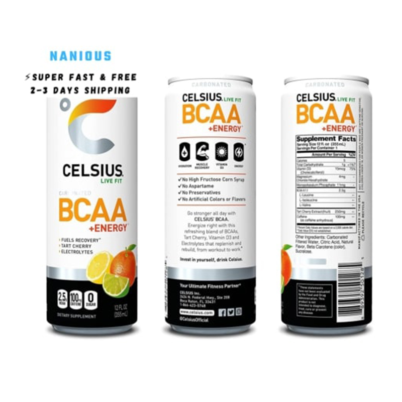 Celsius BCAA + Energy Sparkling Drink 355ml - Tropical Twist Best Price in Dubai