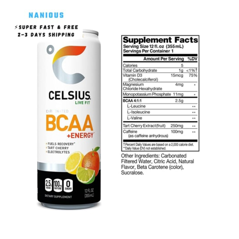 Celsius BCAA + Energy Sparkling Drink 355ml - Tropical Twist Best Price in Abu Dhabi
