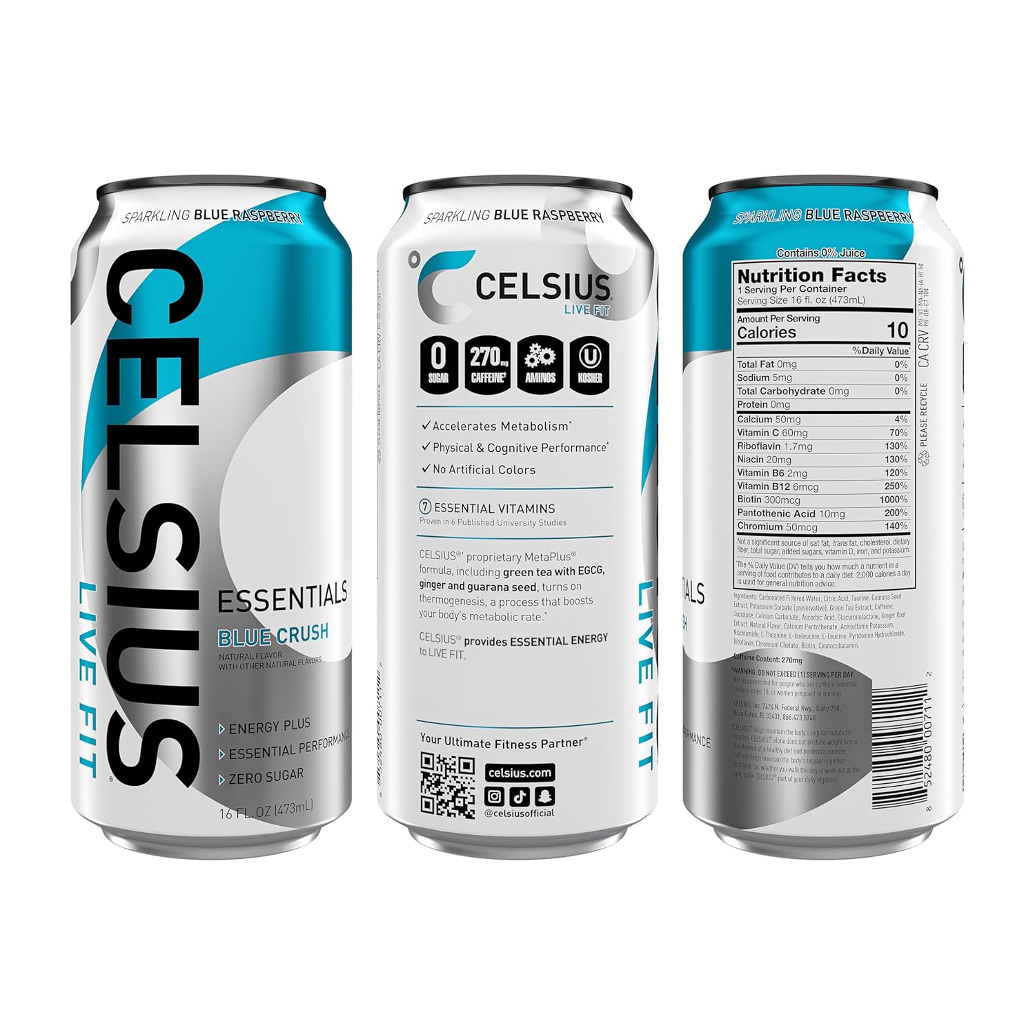 Celsius Essentials RTD 16 Fl Oz 1x12 Packs - Blue Crush Best Price in UAE Best Price in UAE