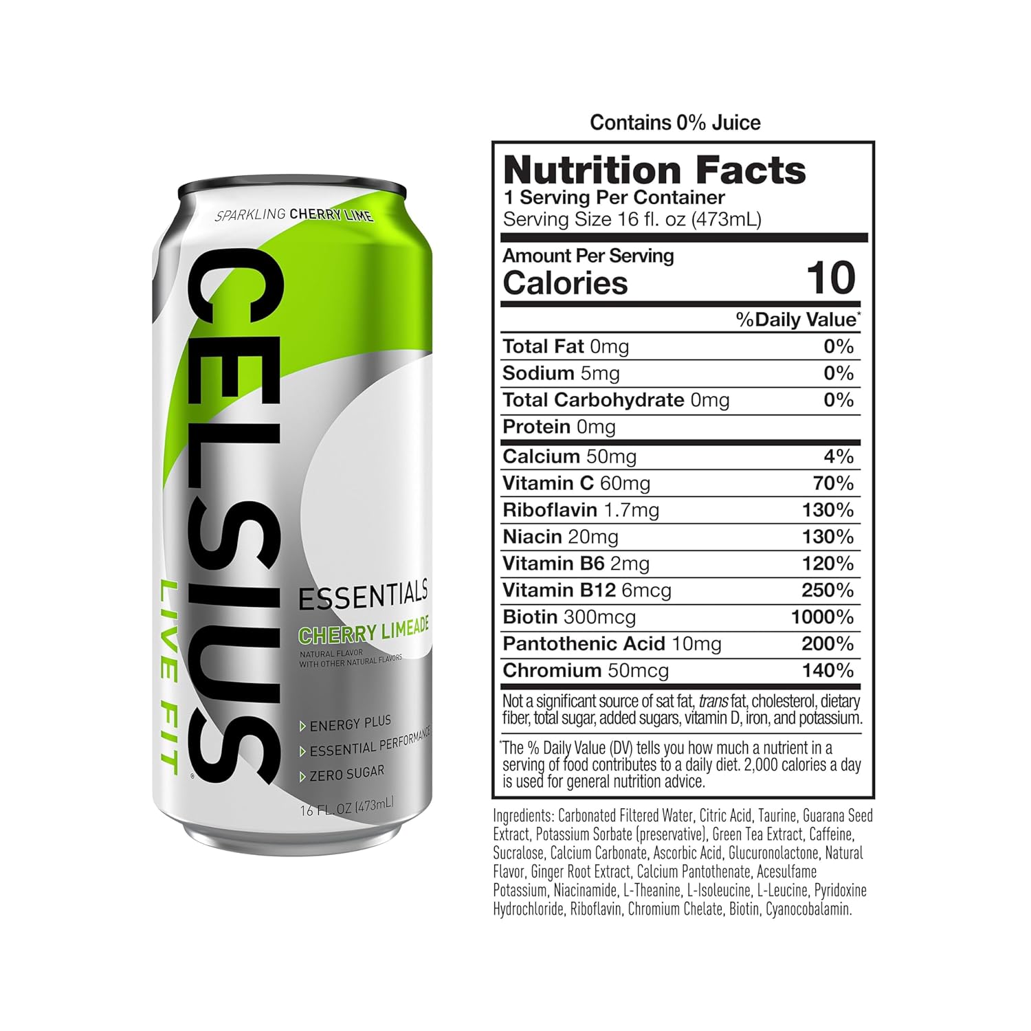 Celsius Essentials RTD 16 Fl Oz 1x12 Packs - Cherry Limeade Best Price in Dubai