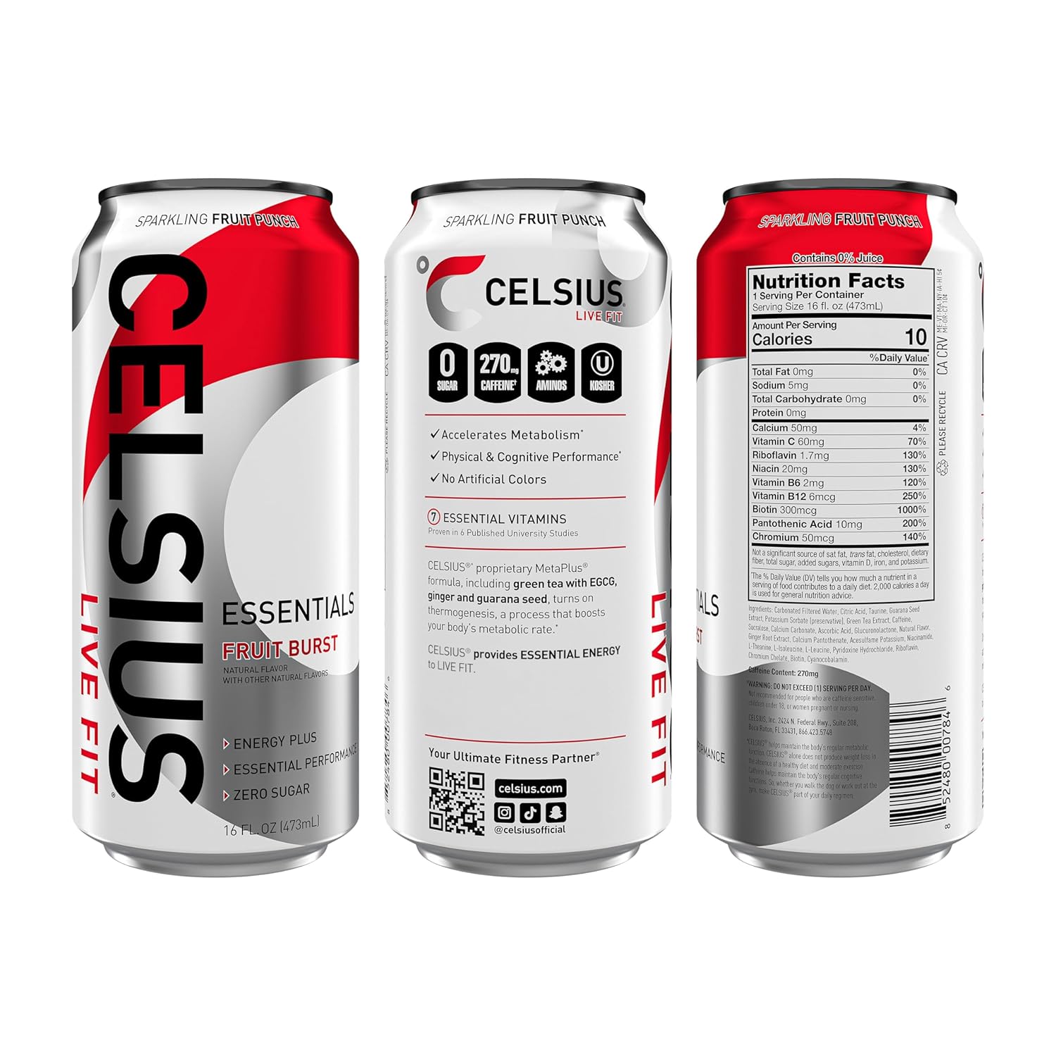 Celsius Essentials RTD 16 Fl Oz 1x12 Packs - Fruit Burst Best Price in Dubai