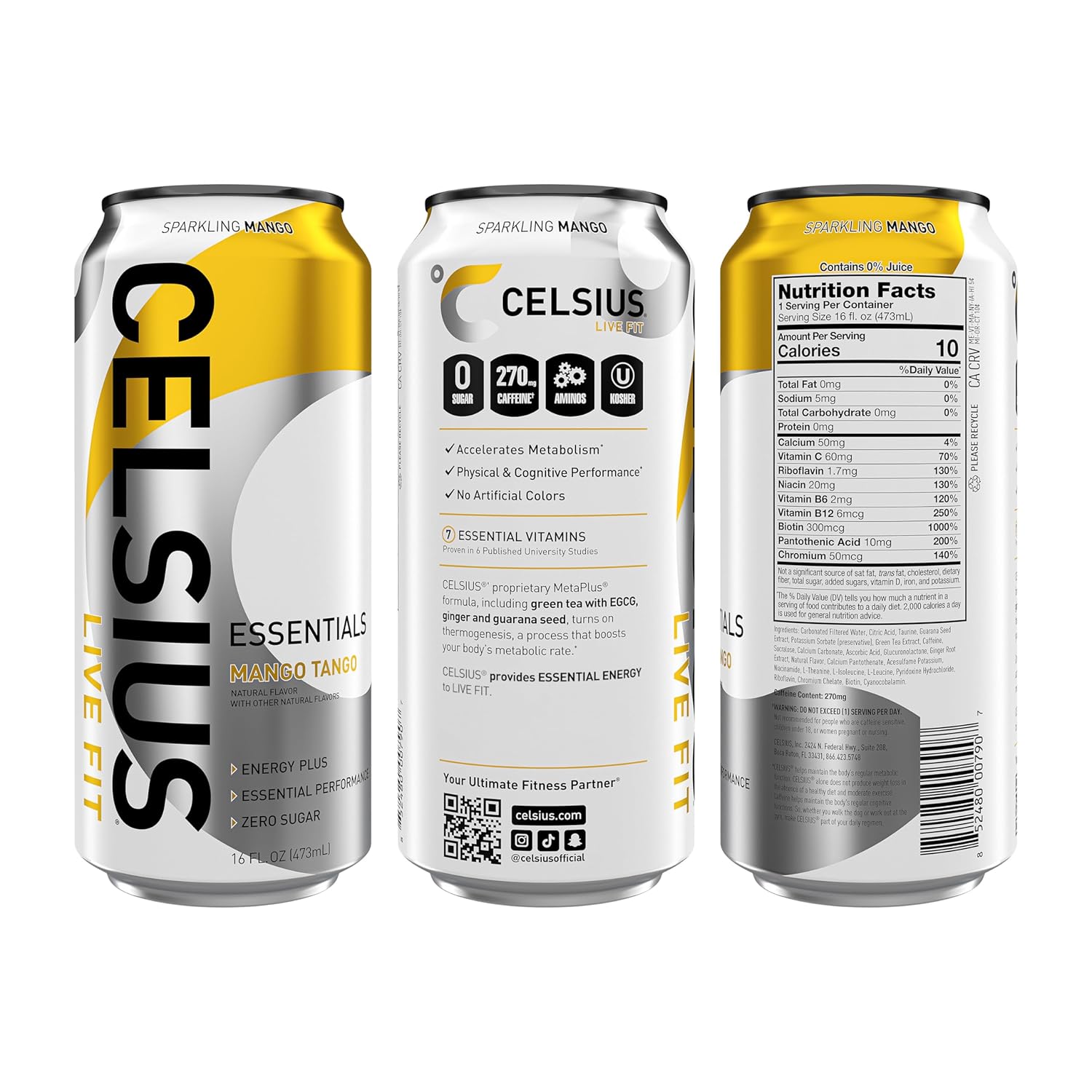 Celsius Essentials RTD 16 Fl Oz 1x12 Packs - Mango Tango Best Price in UAE Best Price in UAE