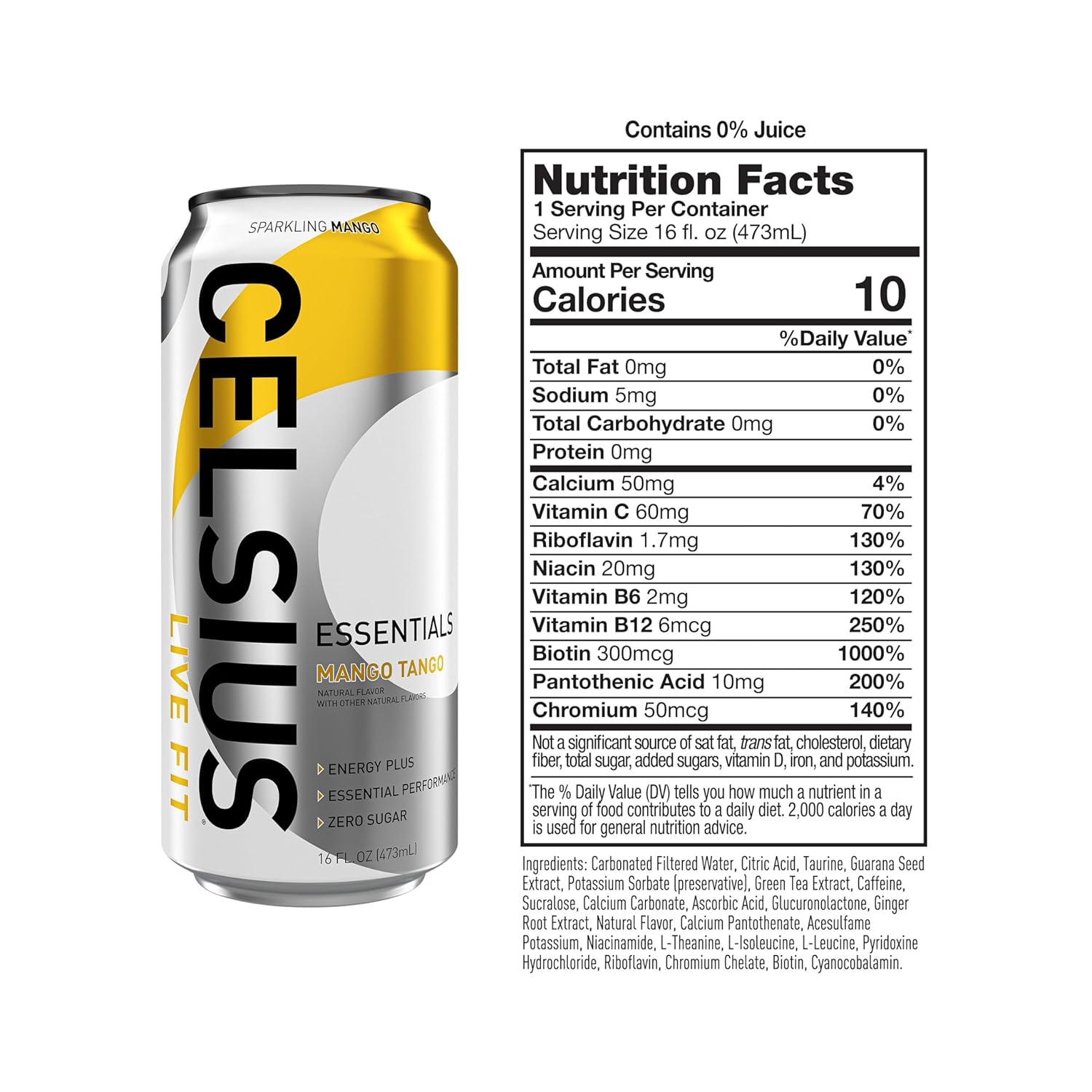 Celsius Essentials RTD 16 Fl Oz 1x12 Packs - Mango Tango Best Price in UAE Best Price in Abu Dhabi