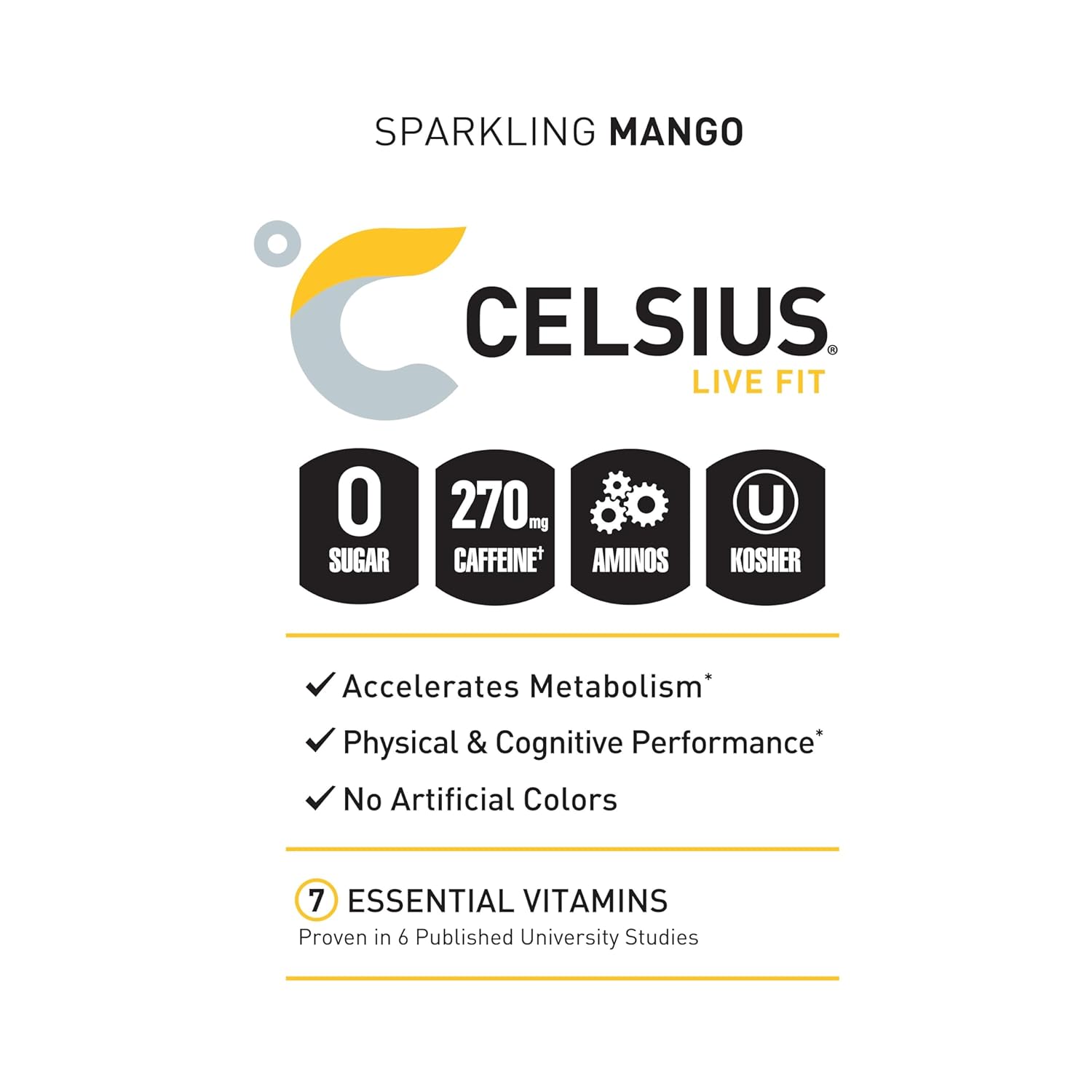 Celsius Essentials RTD 16 Fl Oz 1x12 Packs - Mango Tango Best Price in UAE Best Price in Al Ain