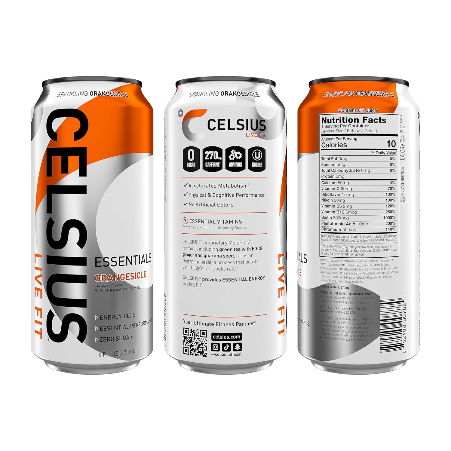 Celsius Essentials RTD 16 Fl Oz 1x12 Packs - Orangsicle Best Price in Dubai