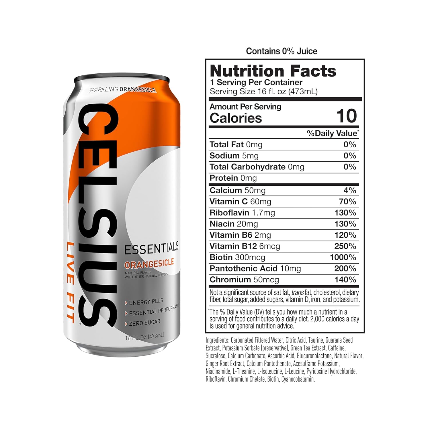 Celsius Essentials RTD 16 Fl Oz 1x12 Packs - Orangsicle Best Price in Abu Dhabi