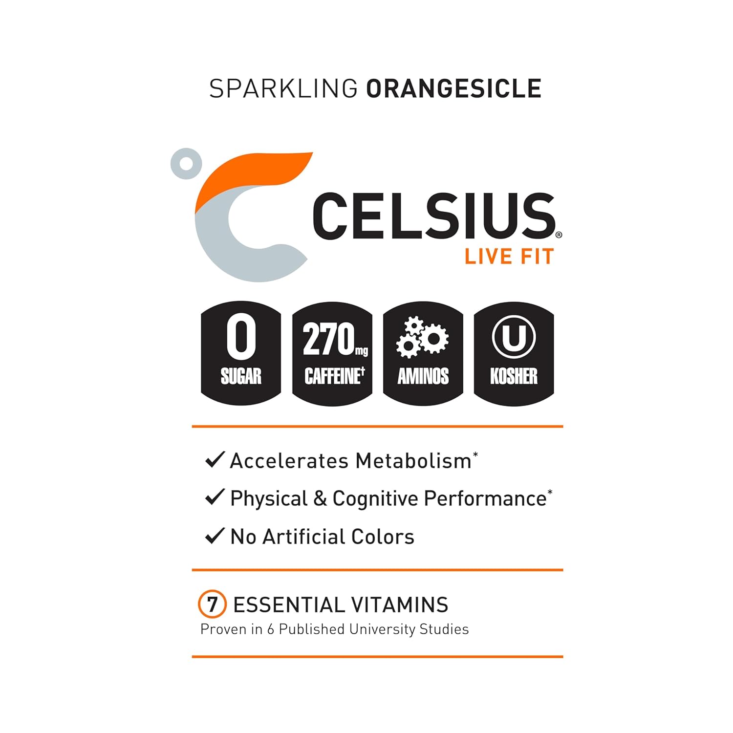 Celsius Essentials RTD 16 Fl Oz 1x12 Packs - Orangsicle Best Price in Al Ain