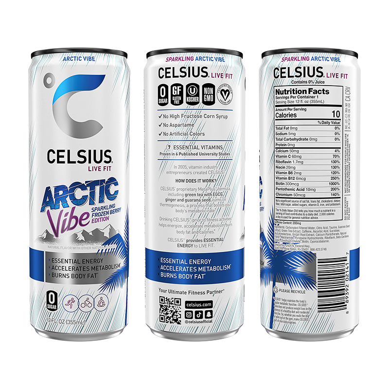 Celsius Live Fit Sparkling Drink 355ml Pack of 12 - Arctic Vibe Best Price in Dubai