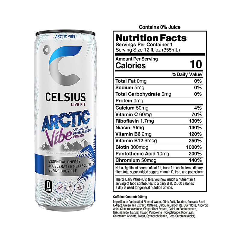 Celsius Live Fit Sparkling Drink 355ml Pack of 12 - Arctic Vibe Best Price in Abu Dhabi