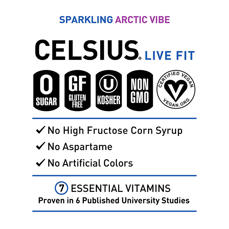 Celsius Live Fit Sparkling Drink 355ml Pack of 12 - Arctic Vibe Best Price in Ajman