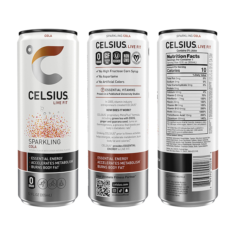 Celsius Live Fit Sparkling Drink 355ml Pack of 12 - Cola Best Price in Dubai