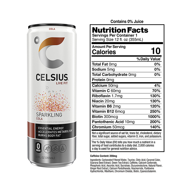 Celsius Live Fit Sparkling Drink 355ml Pack of 12 - Cola Best Price in Abu Dhabi