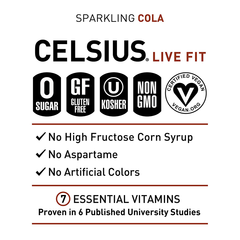 Celsius Live Fit Sparkling Drink 355ml Pack of 12 - Cola Best Price in UAE