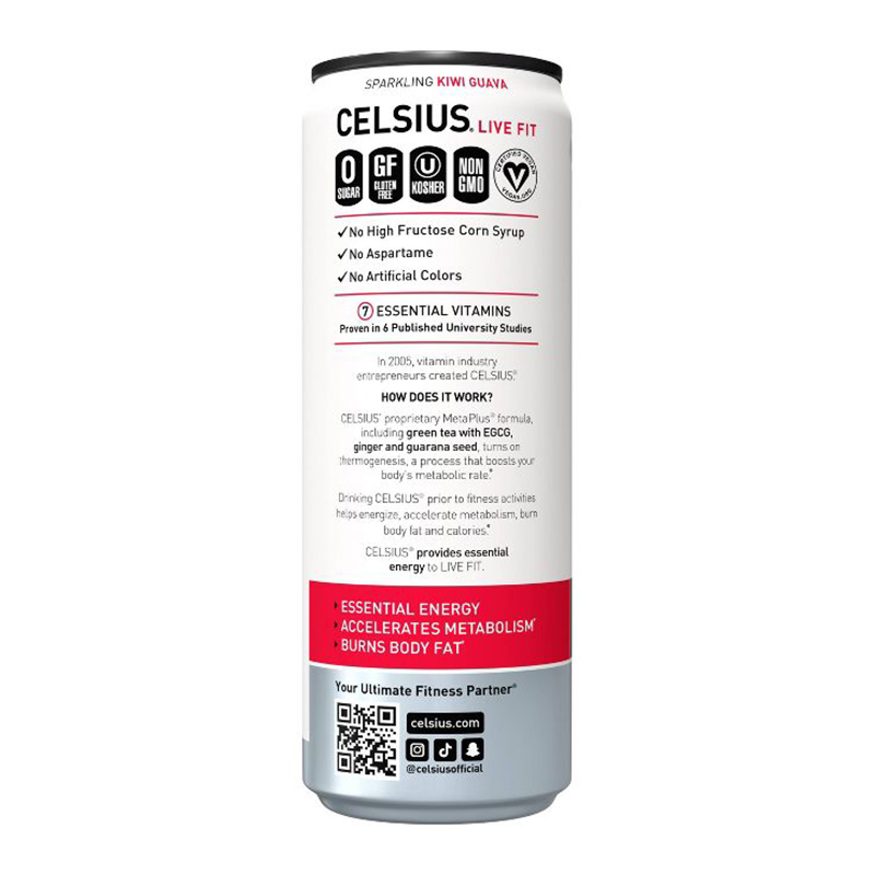 Celsius Live Fit Sparkling Drink 355ml Pack of 12 - Kiwi Guava Best Price in Dubai