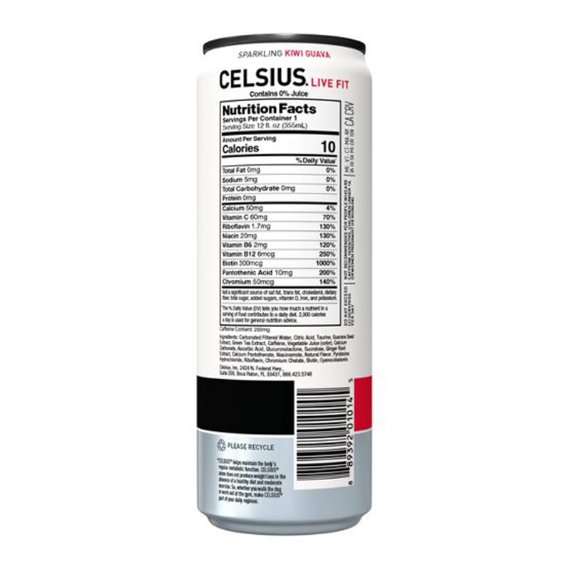 Celsius Live Fit Sparkling Drink 355ml Pack of 12 - Kiwi Guava Best Price in Abu Dhabi