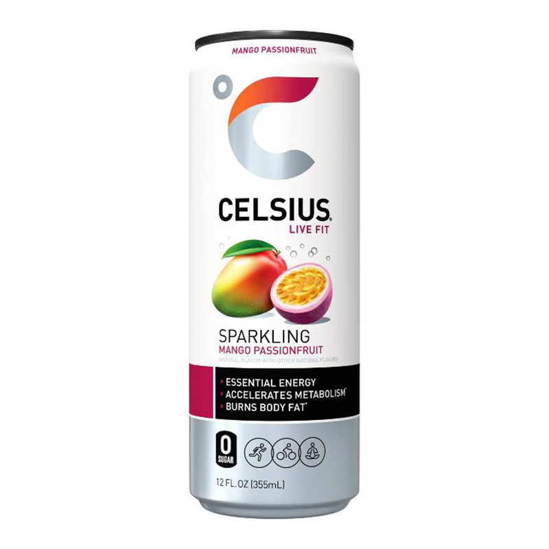 Celsius Live Fit Sparkling Drink 355ml Pack of 12 - Mango Passionfruit