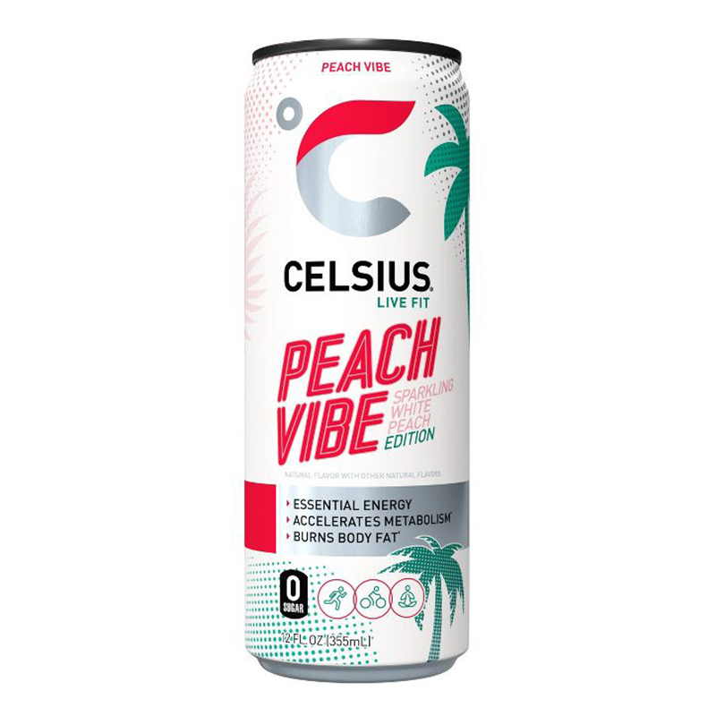 Celsius Live Fit Sparkling Drink 355ml Pack of 12 - Peach Vibe
