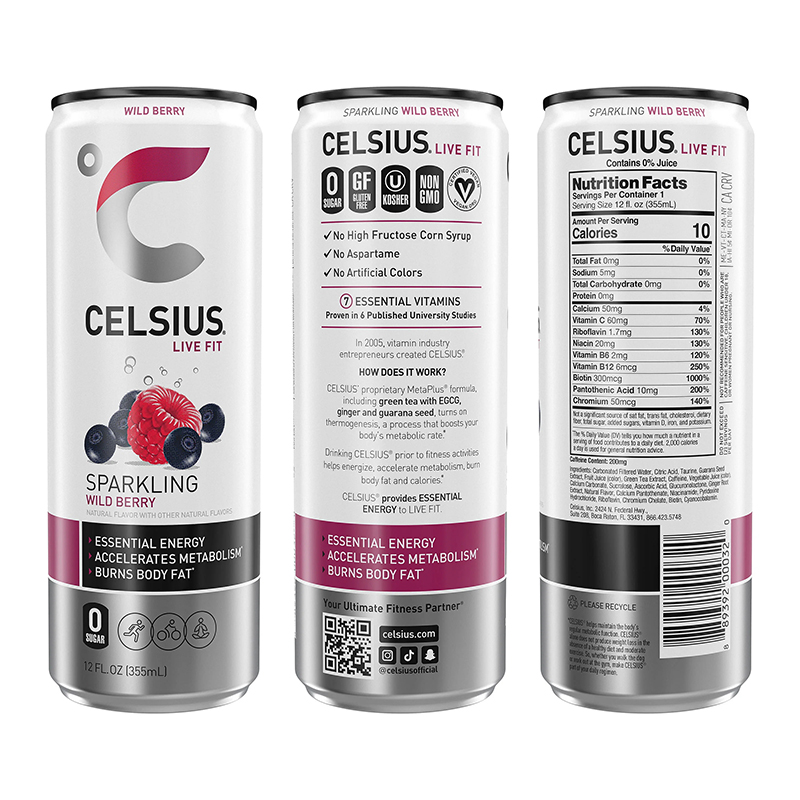 Celsius Live Fit Sparkling Drink 355ml Pack of 12 - Wild Berry Best Price in Dubai