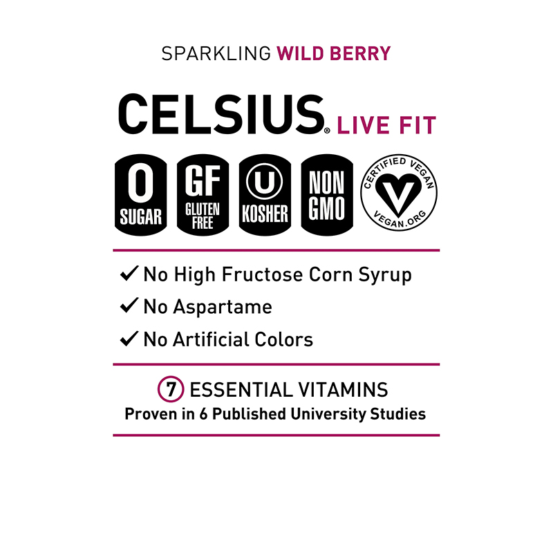 Celsius Live Fit Sparkling Drink 355ml Pack of 12 - Wild Berry Best Price in Sharjah