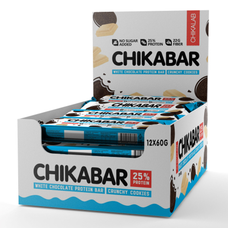 Chika Bar Protein Bar 60 G 12 Pcs in Box - Crispy Cookies with Cream