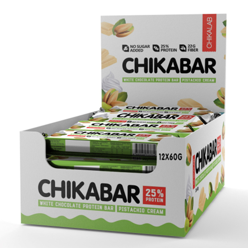 Chika Bar Protein Bar 60 G 12 Pcs in Box - Pistachio with Cream