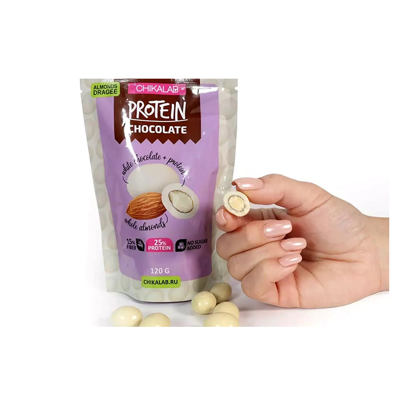 Chika Lab Almond Dragee Protein White Chocolate 1x12 Best Price in UAE