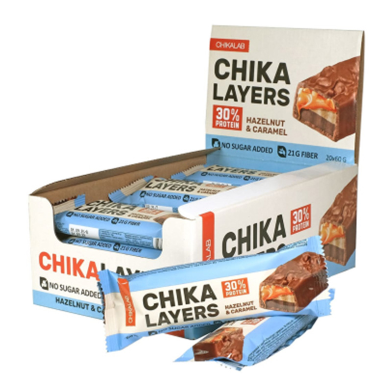Chika Layers Protein Bar 60 G 12 Pcs in Box - Hazelnut with Caramel
