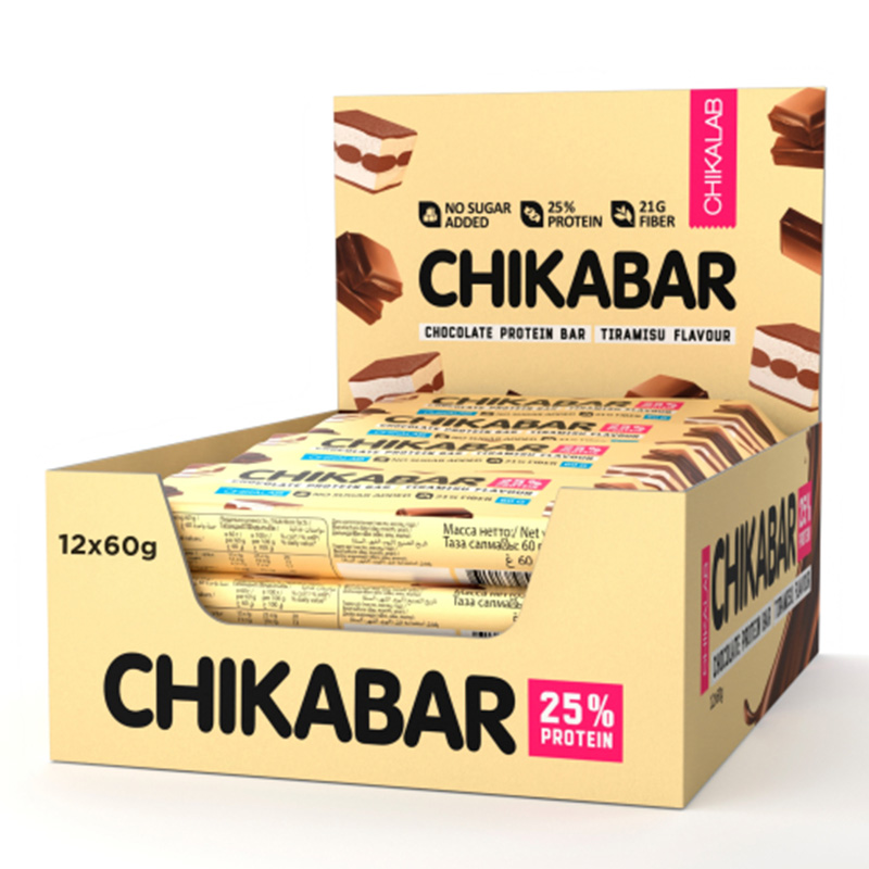 Chika Layers Protein Bar 60 G 12 Pcs in Box - Tiramisu with Milk Filling